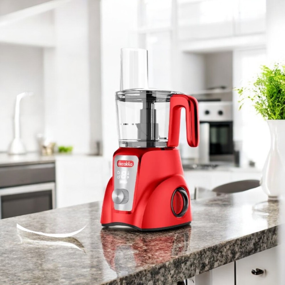 Decakila Cordless Food Processor with 1.25L Capacity, 200W Motor and  2000mAh Battery (KEMG027R) - Red