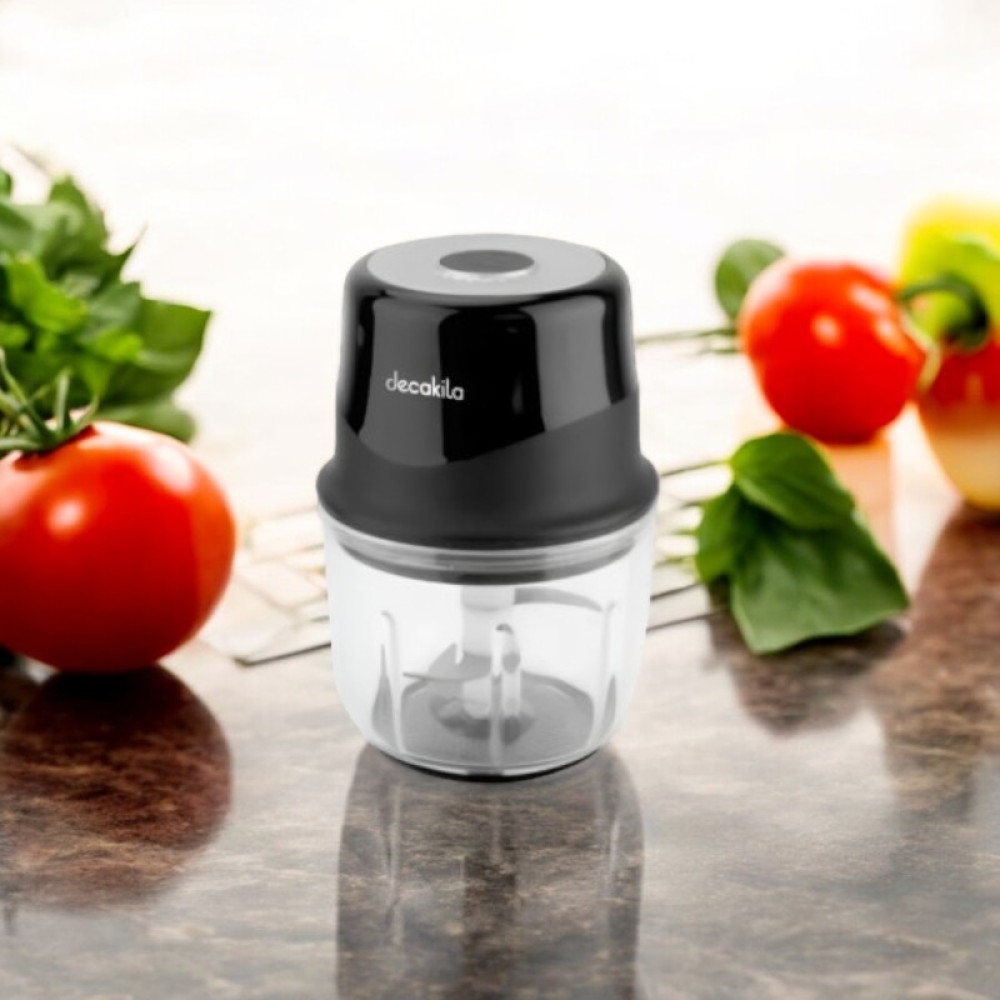 Decakila Cordless Mini Chopper with 0.3L Glass Chopping Bowl, 3 blades, S-type stainless steel, 1500mAh Battery (KMMG008B)