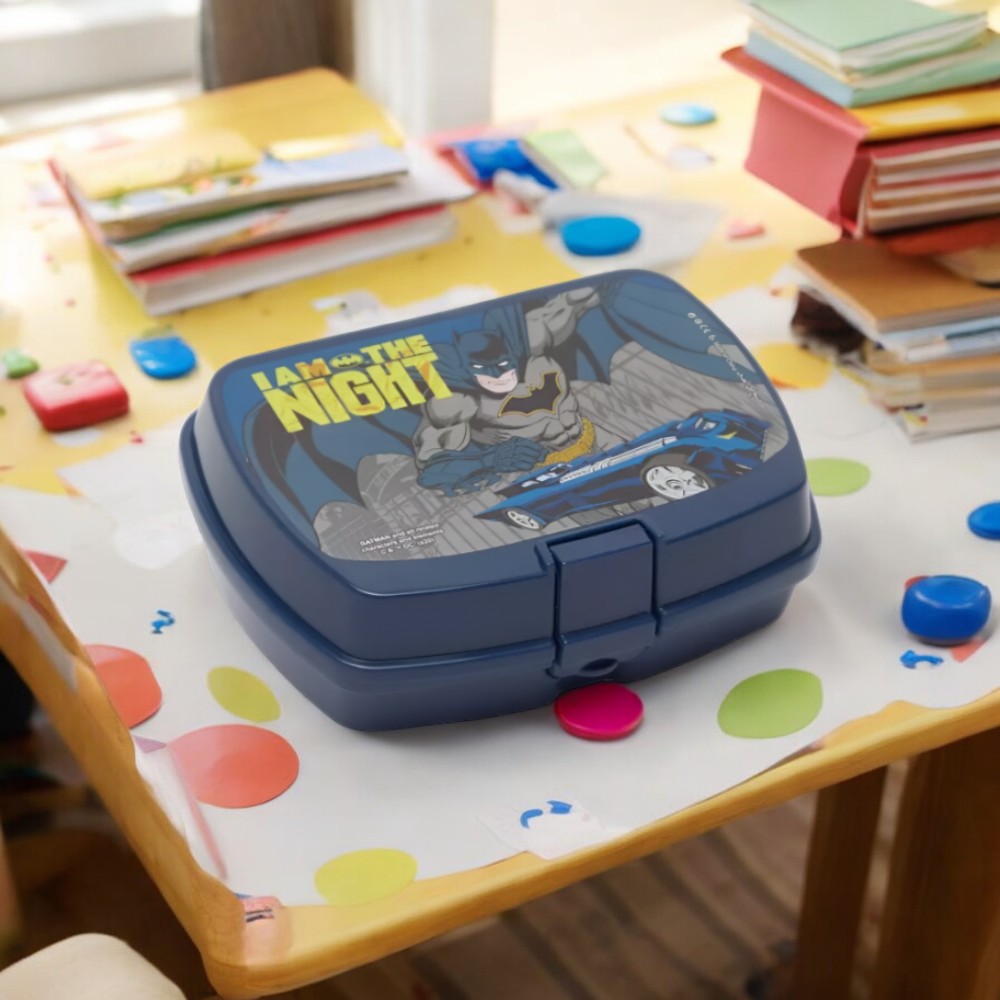 Batman Print Lunch Box with Clip-On Closure