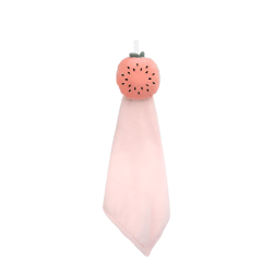 kids hand towels with hanging loop- Pink Fruit Shape