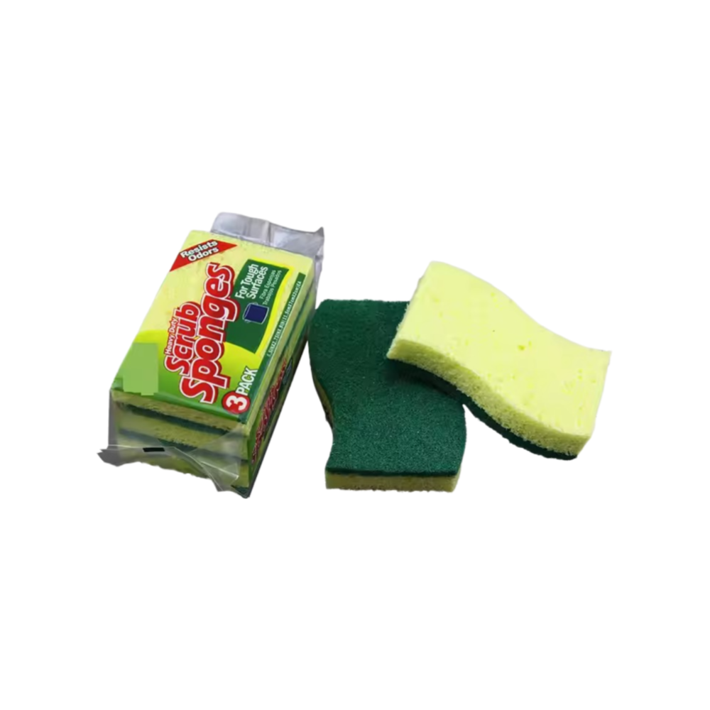 Scrub sponges Heavy Duty 3 pack (15mm x 70mm x 21mm)