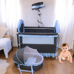 Baby Love - Baby Bed with Baby Cradle with Mosquito Net - Blue