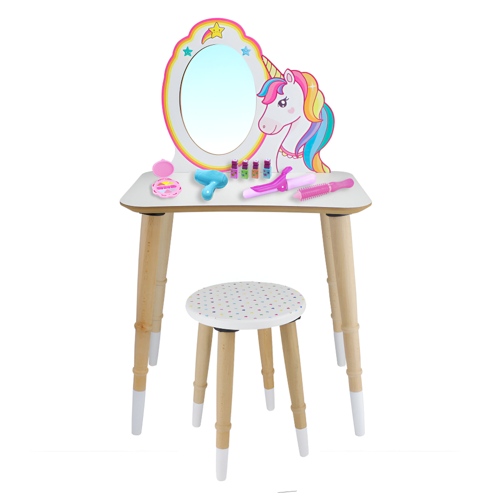 Okutan Hobi - Wooden Children's Make-up Table with Stool