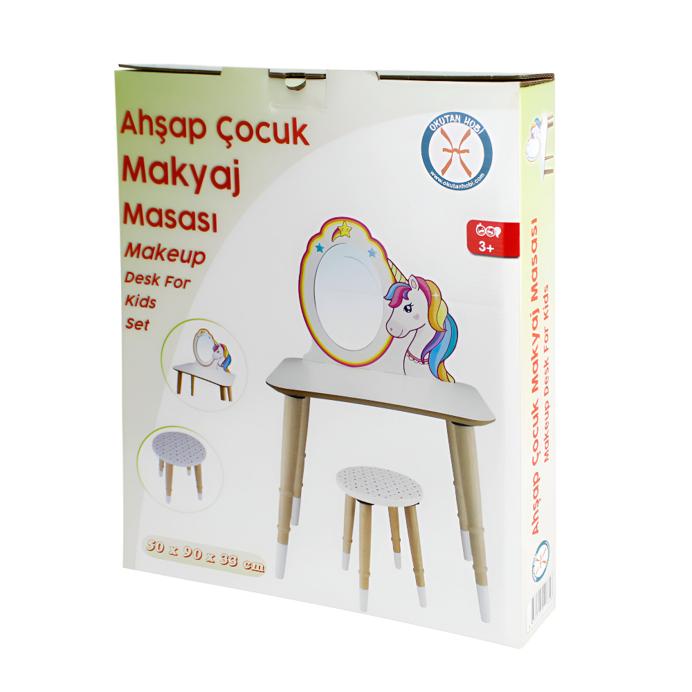 Okutan Hobi - Wooden Children's Make-up Table with Stool