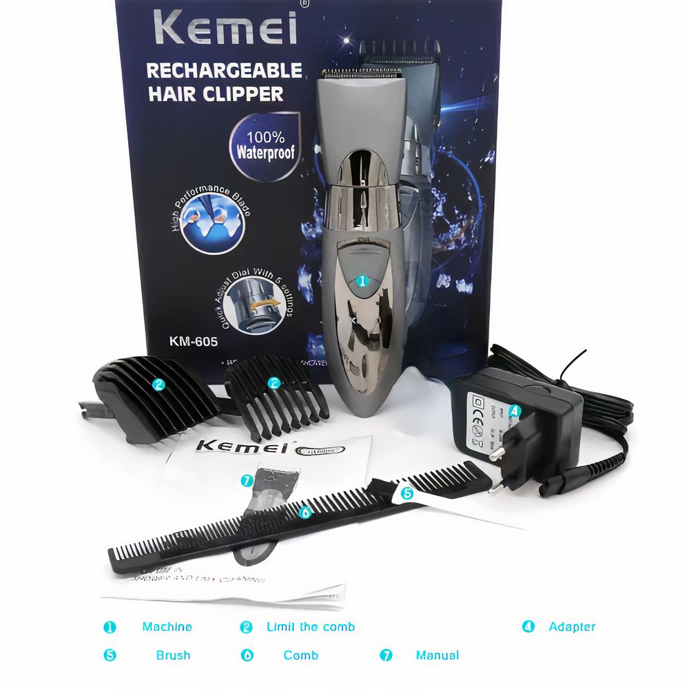 Kemei Rechargeable Waterproof Electric Hair Clipper 