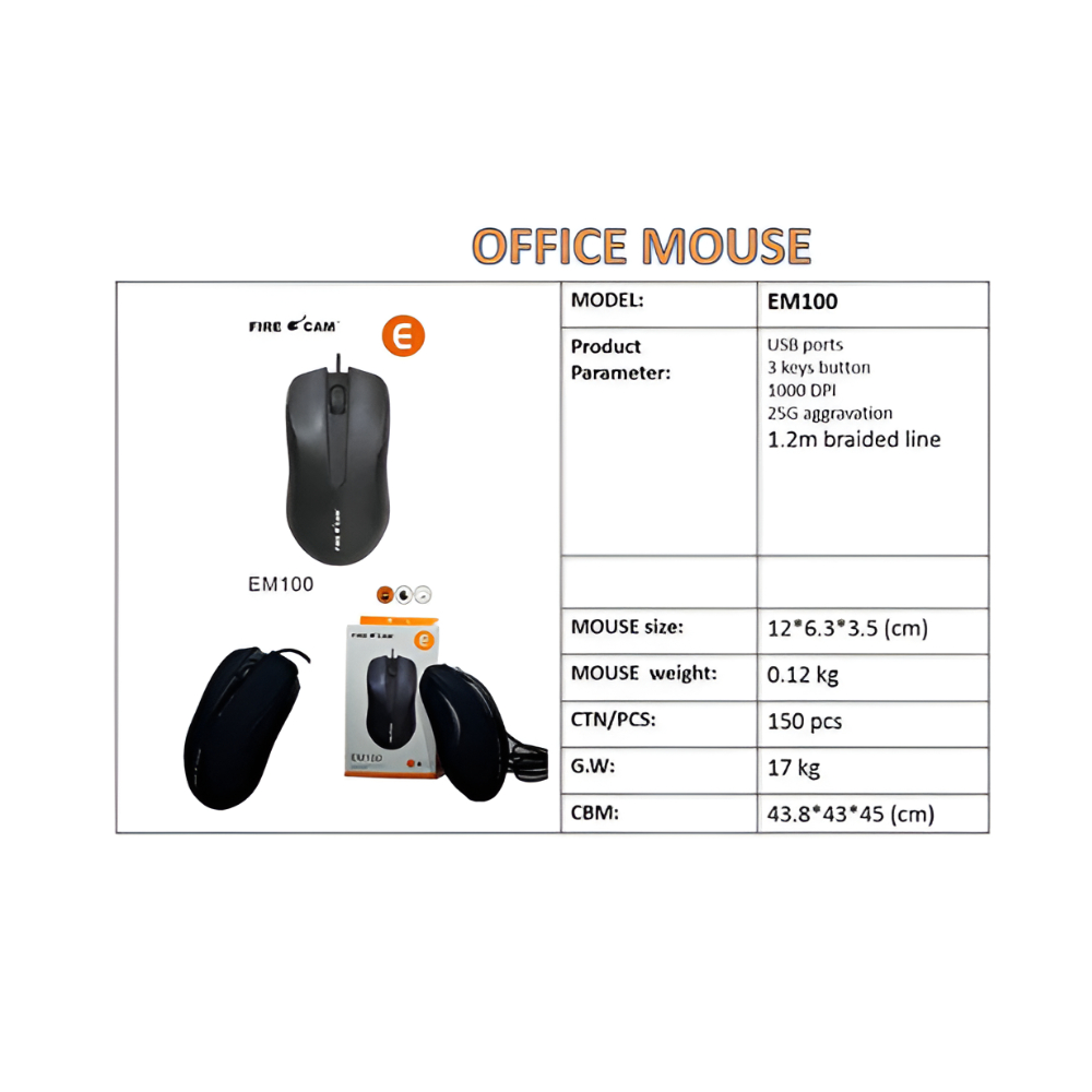 Firecam 3 key button Optical Mouse 