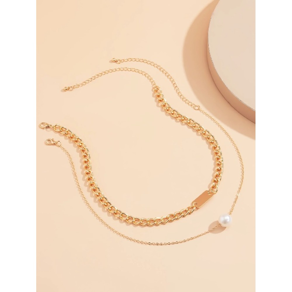 2pcs Faux Pearl Necklace