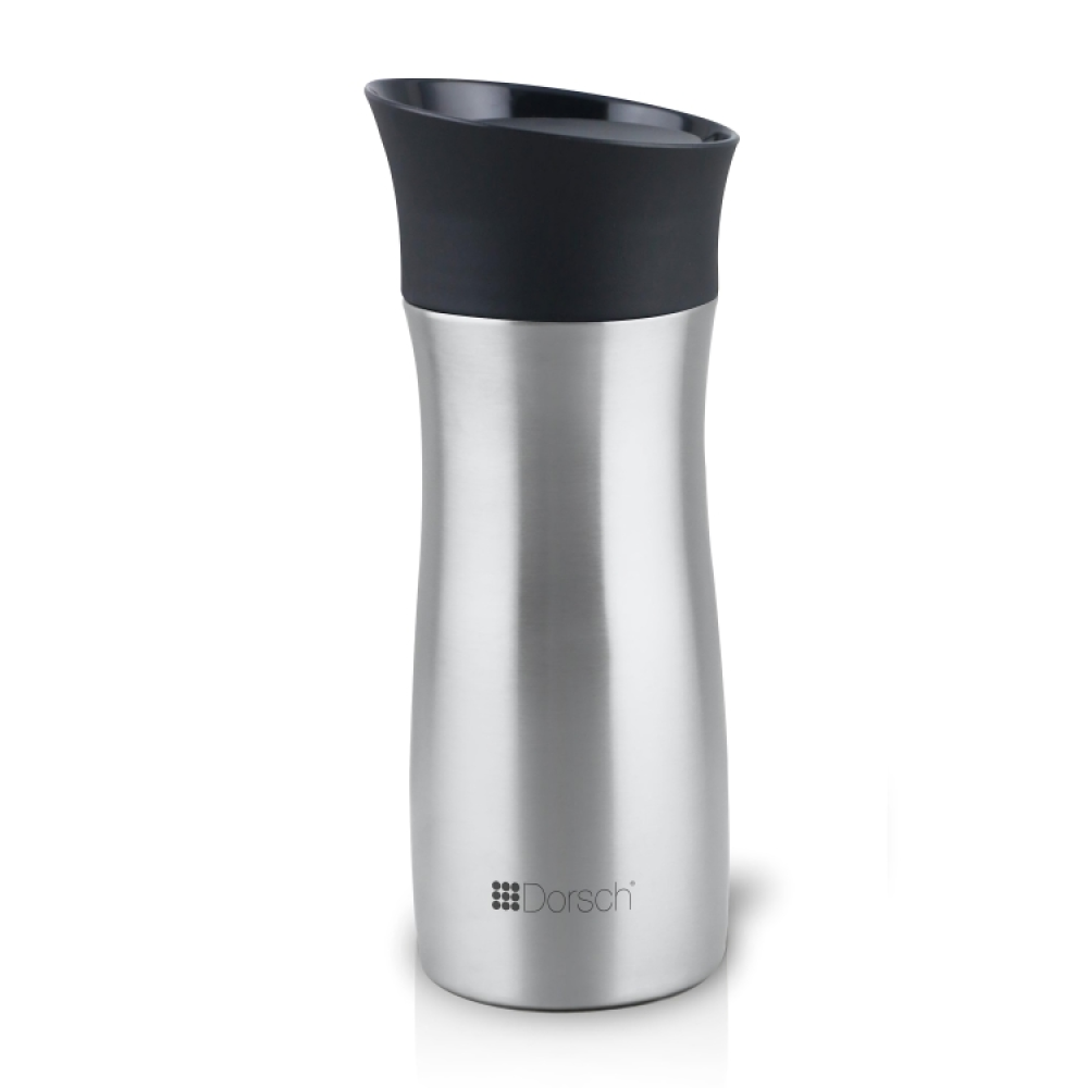 Dorsch Vacuum Mug 300ml , Silver, Keep hot up to 6 hr. and cold up to 12 hr, Double Wall Stainless Steel 18/10 , Travel Mug