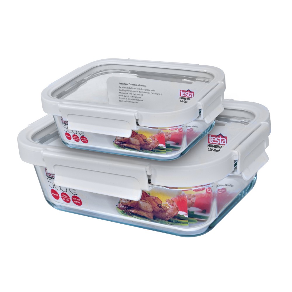 Testa New Glass Food Container Set of 2 - Rectangle