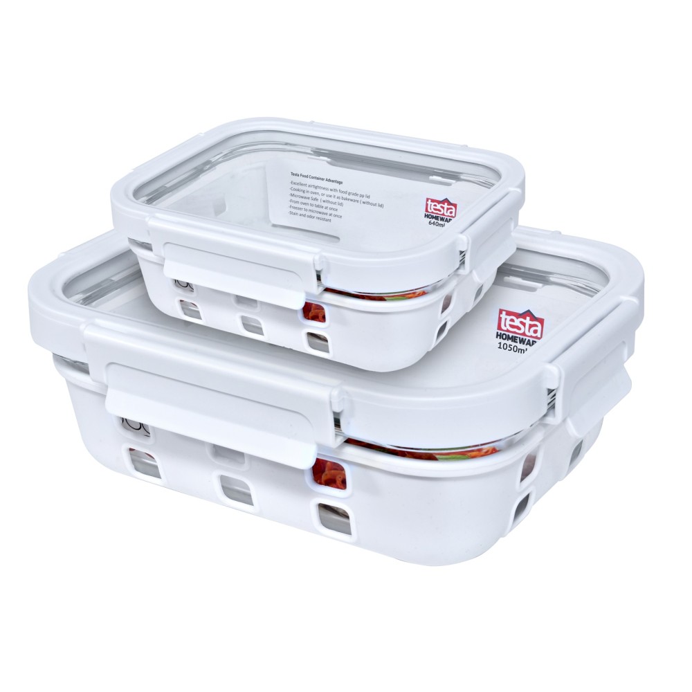 Testa H.E Glass Food Container Set - Rectangle 