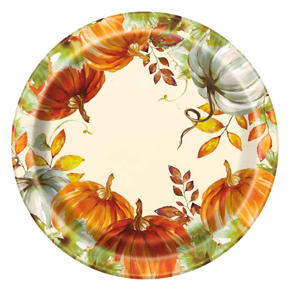 Unique Watercolor Fall Pumpkins Paper Plates 8ct