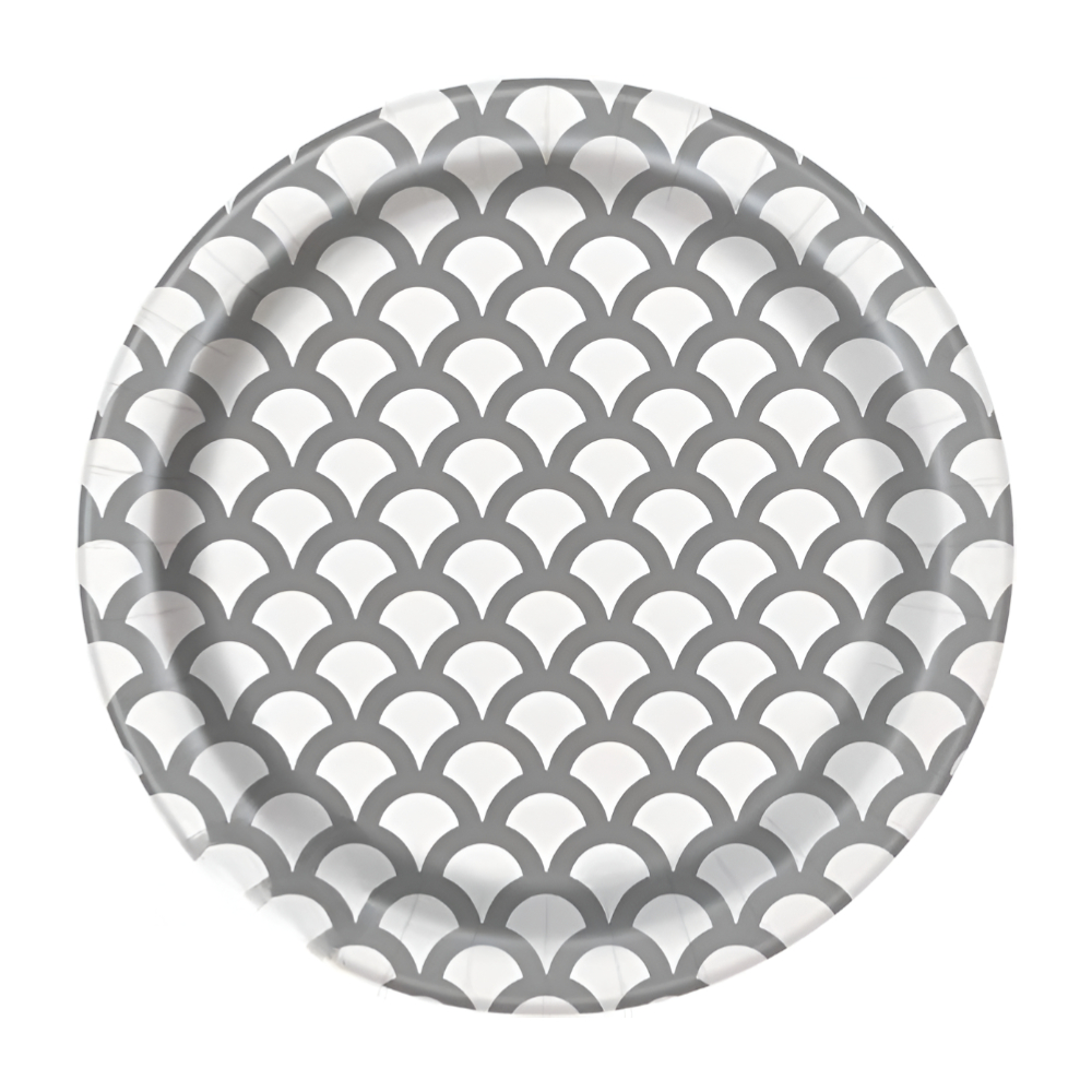 Unique - Silver Scallop Coquille Argent Paper Plates - 8ct