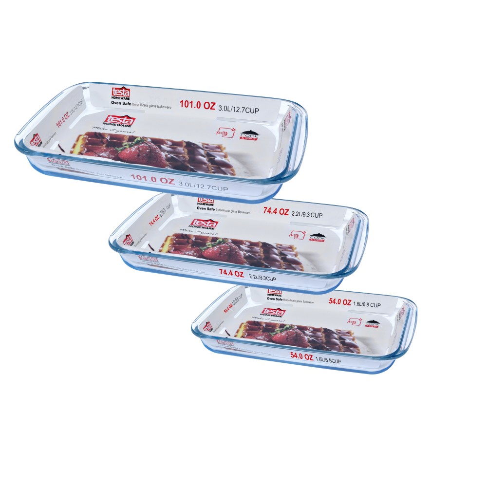 Testa Glass Bakeware Set of 3 - Rectangle