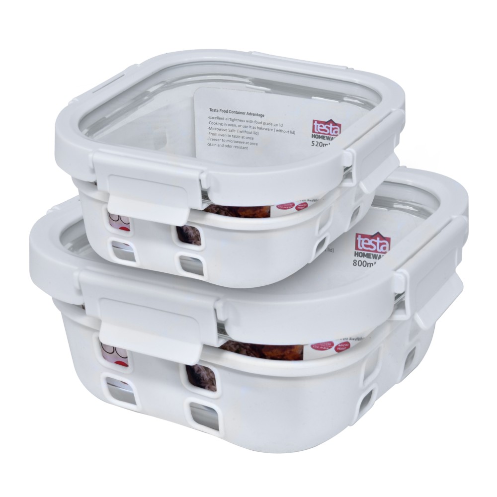 Testa H.E Glass Food Container Set - Square