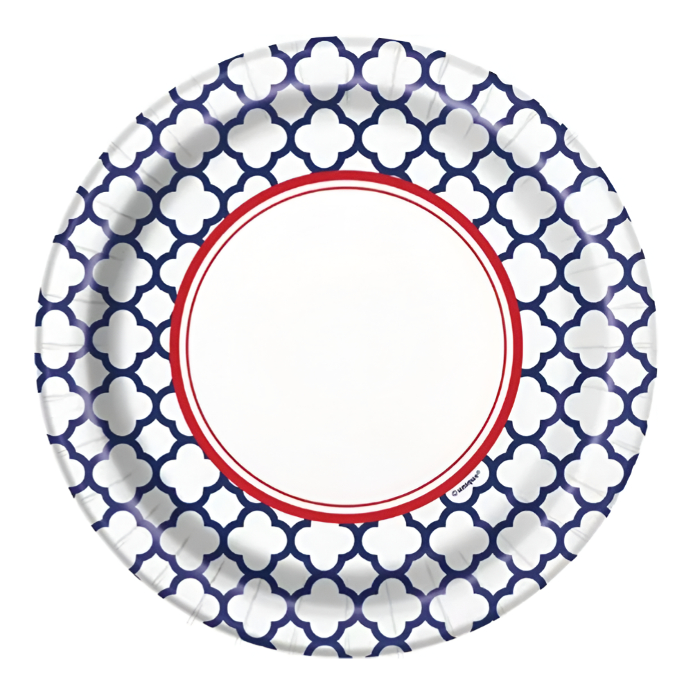 Unique Hamptons Quatrefoil Paper Plates 8ct