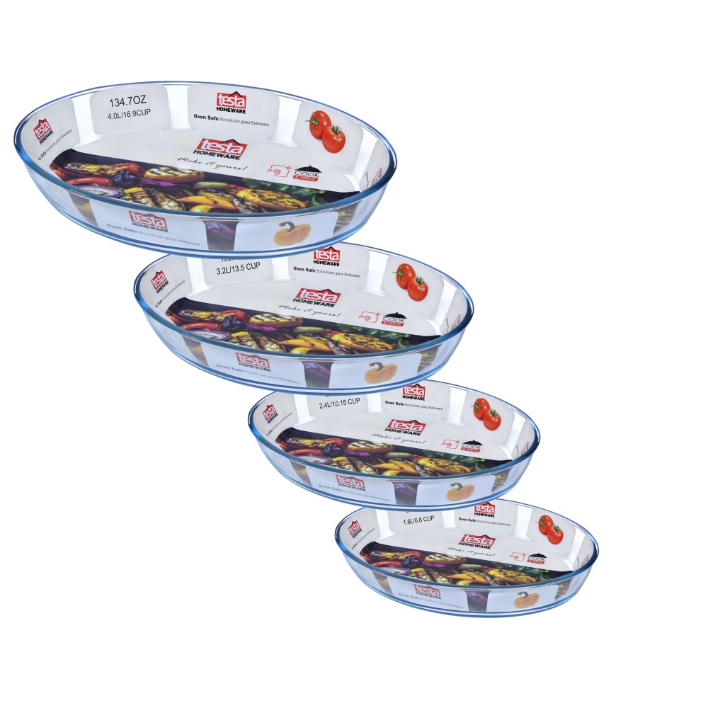 Testa Glass Bakeware Oval Set of 4