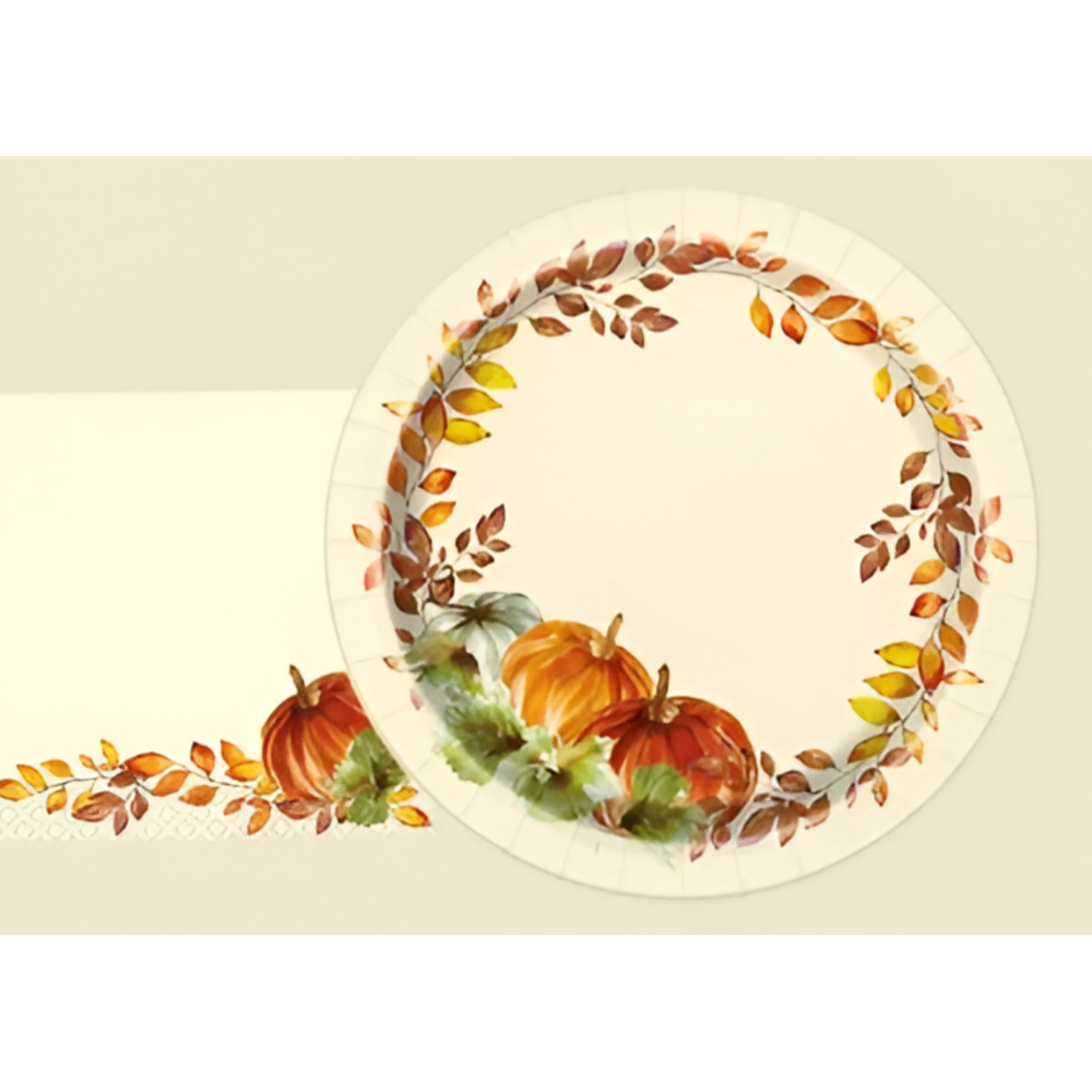 Unique Watercolor Fall Pumpkins Paper Plates 8ct