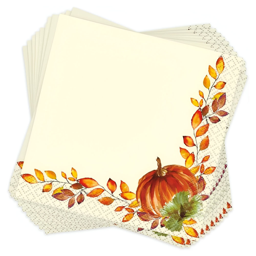 Unique Watercolor Fall Pumpkins Napkins  16ct - Small Size