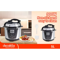 Decakila Electric Pressure Cooker 5L Capacity, 900W Motor, Single side non-stick coating, 9 preconfigured functions (KEER041M)