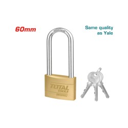 Total Heavy duty long shackle brass padlock 60mm