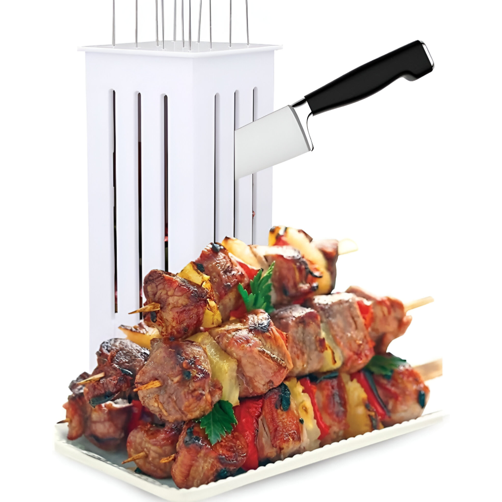 Brochette Express Kebab Maker , for Meats, Vegetables and Fruit .