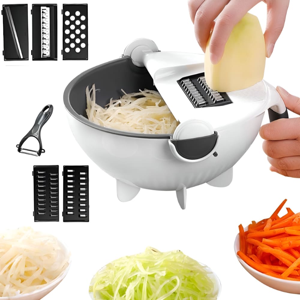 9-in-1 Double Fruit and Vegetable Drain Basket , Wet Basket Vegetable Cutter 