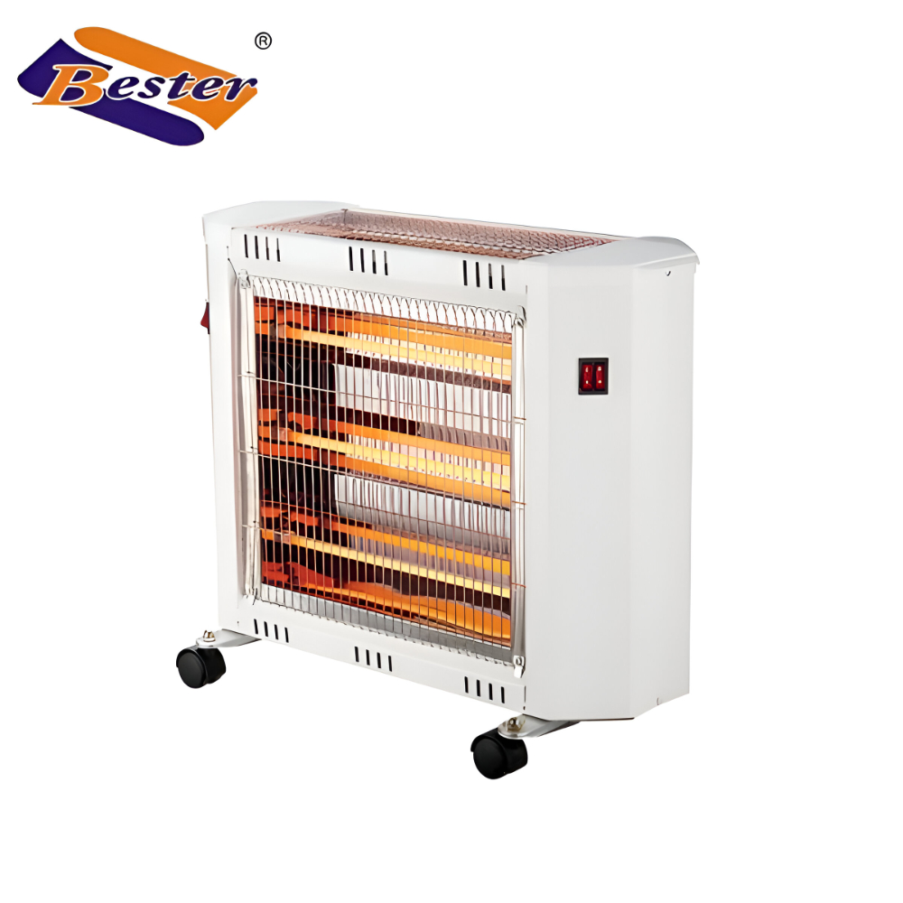 Bester- Quartz Heater QT55 1600W , Classic Design 2 Faces Room Quartz Tube Rod Heater with Castors 