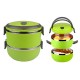 Lunch Box Two Layers Stainless Steel Green , Box Portable Thermal Insulation Lunch