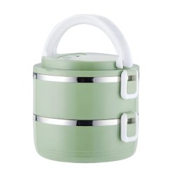 Lunch Box Two Layers Stainless Steel Green , Box Portable Thermal Insulation Lunch