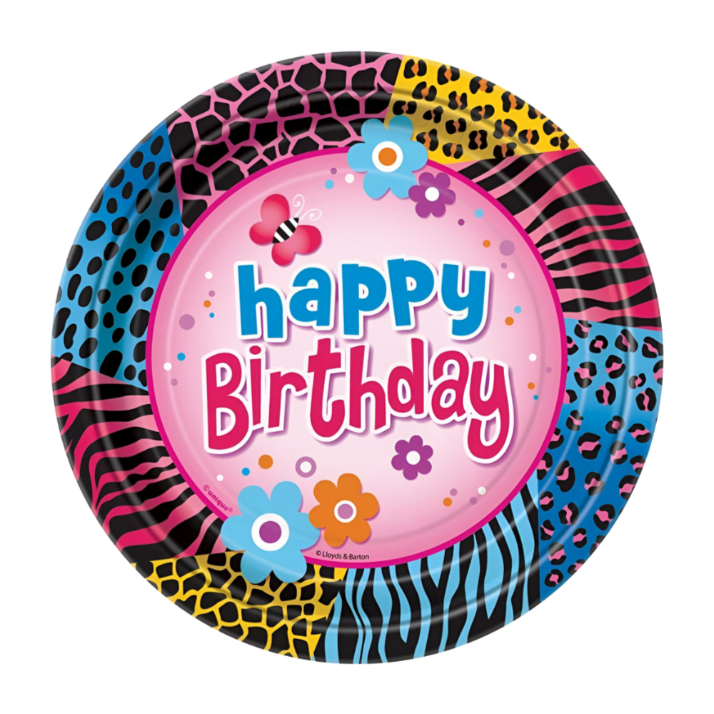 Unique - Wild Birthday Paper Plates - 8ct