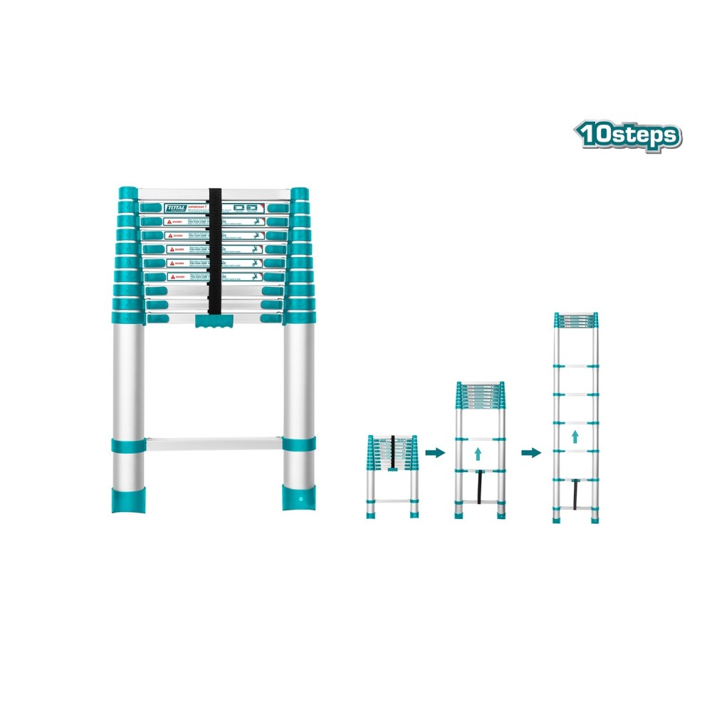 Total 10 Step Telescopic Ladder