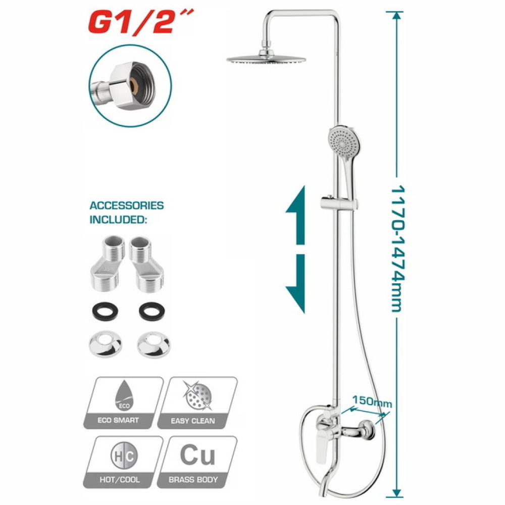 Total Single Lever Bath - Shower Mixer