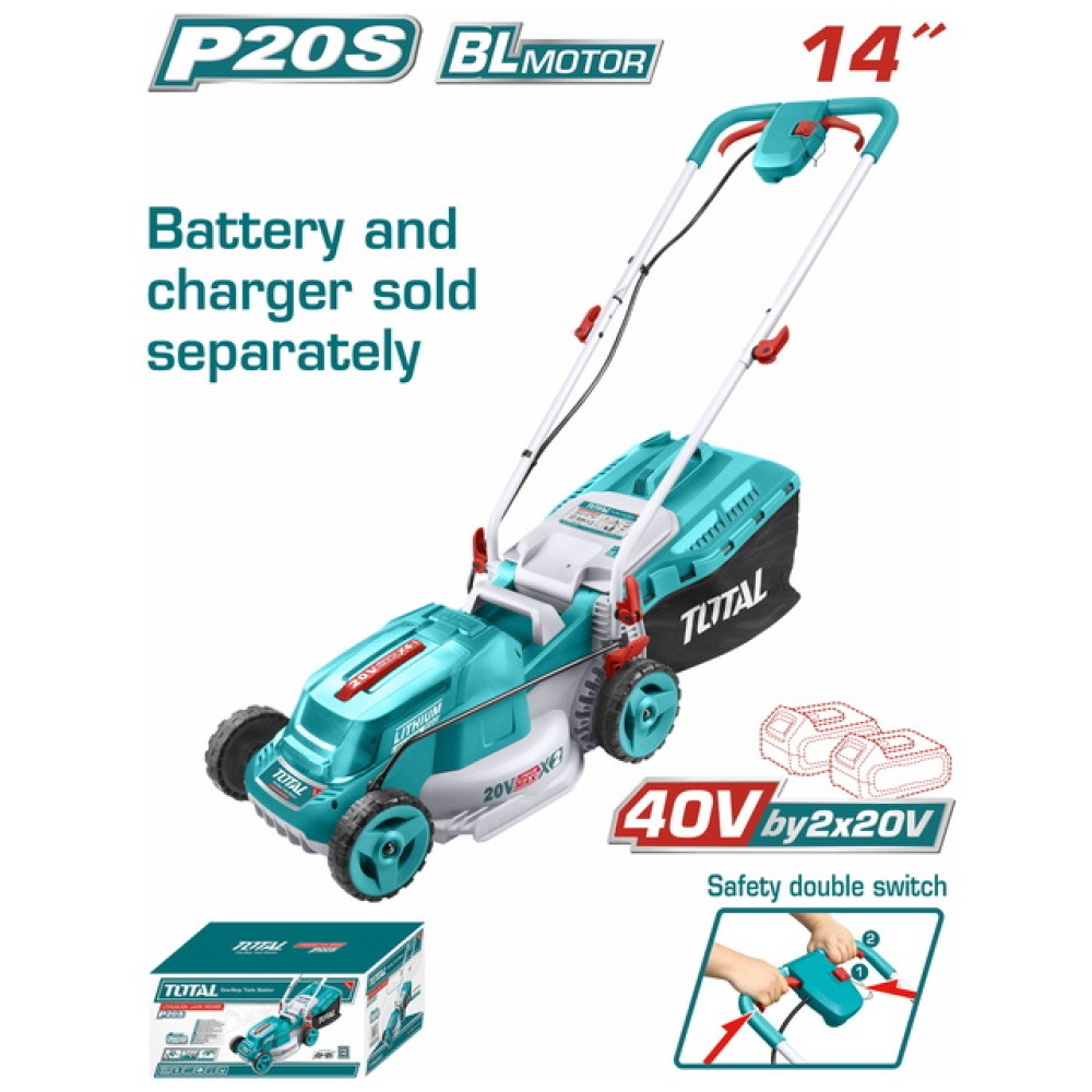 Total Lithium-ion lawn mower 2X20V / 34cm