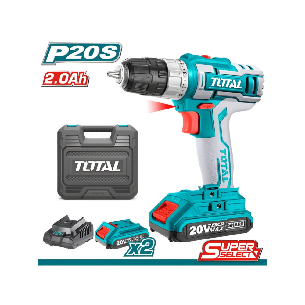 Total Cordless Drill Li - ion 20V / 2Ah / 45Nm