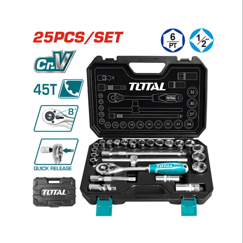 Total 25pcs 1/2" Socket Set