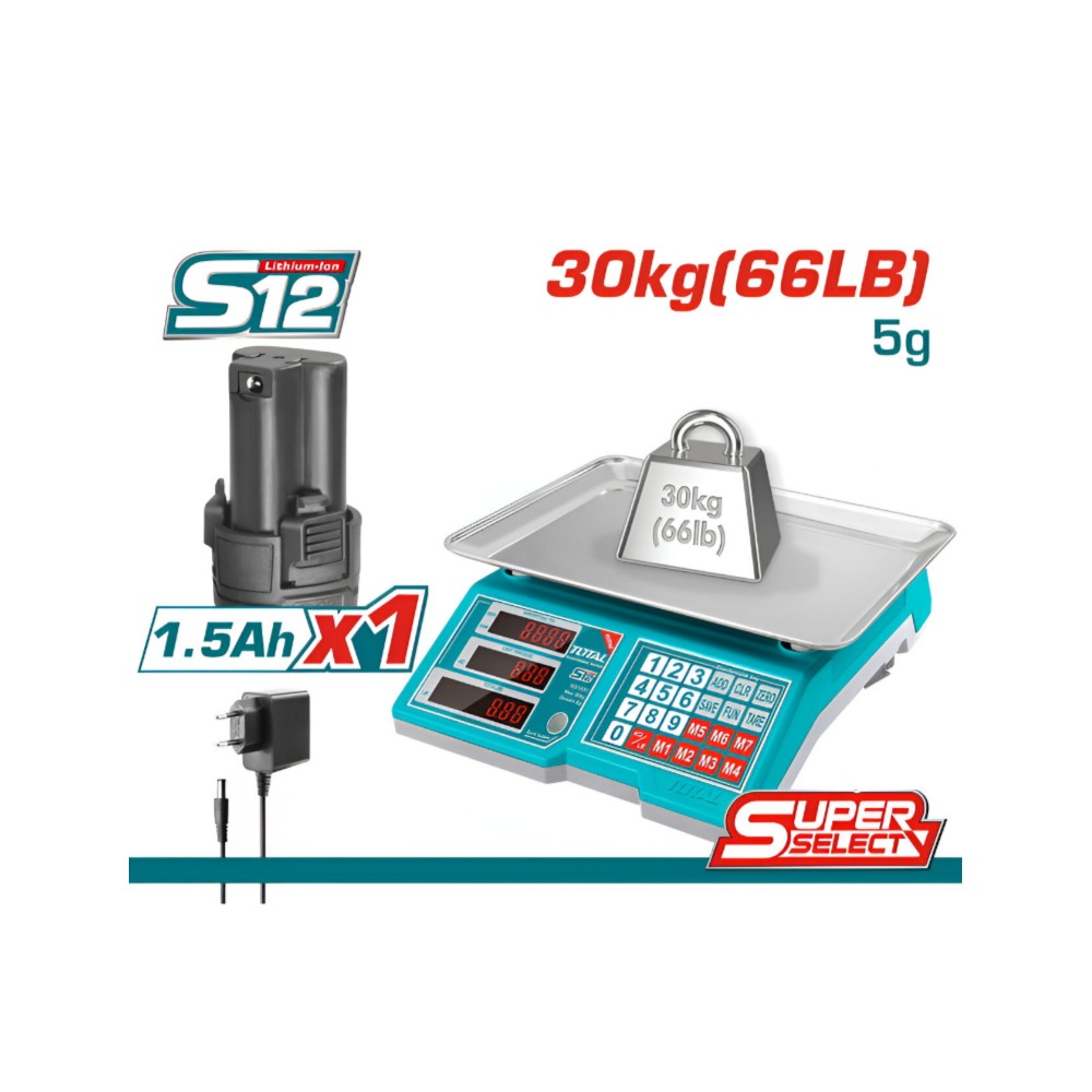 Total  Lithium-Ion scale 12V / 30Kg