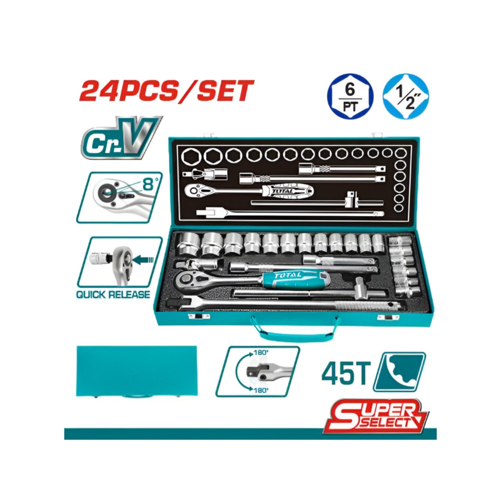 Total  24 Pcs 1/2″ socket set