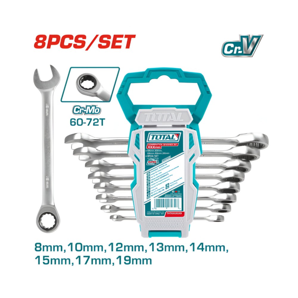 Total Ratchet Spanner Set 8 Pcs