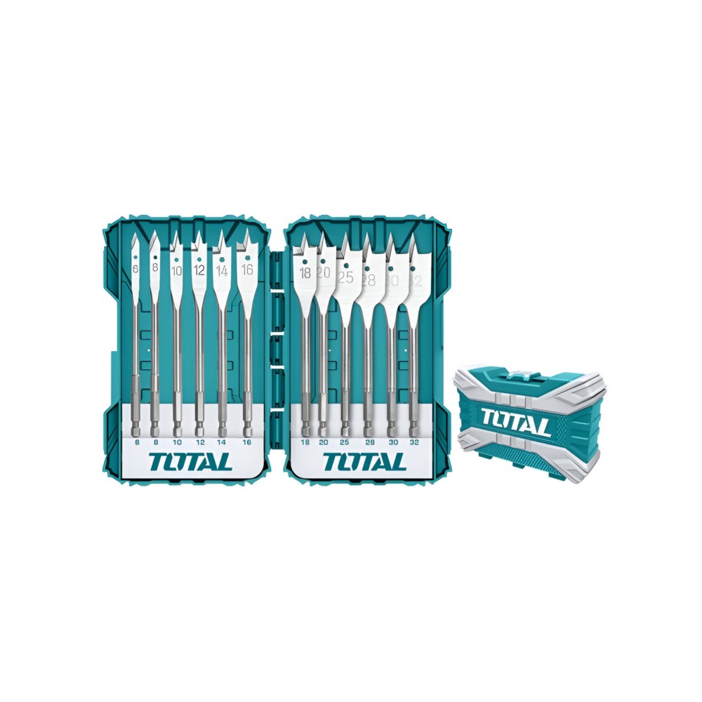 Total 12 pcs Flat Wood Drill Bits Set