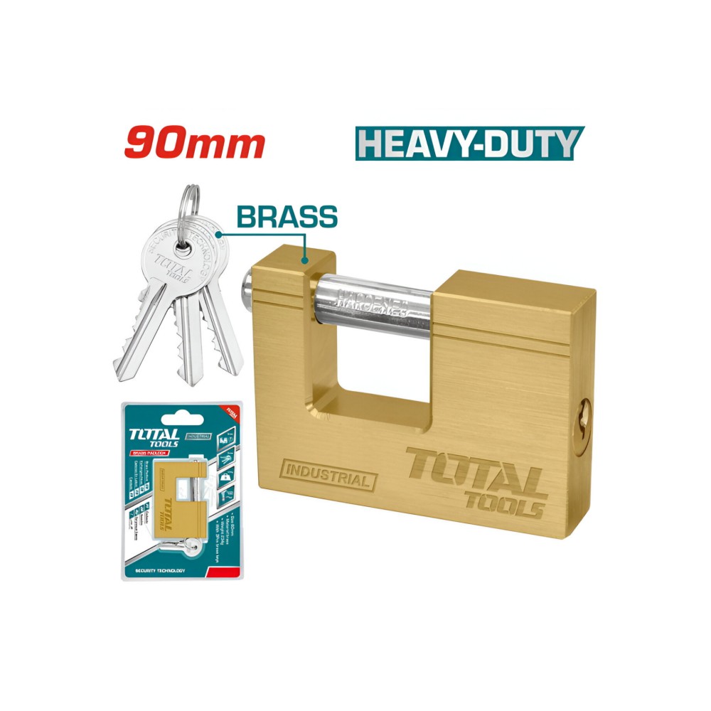 Total Heavy duty brass block padlock 90mm