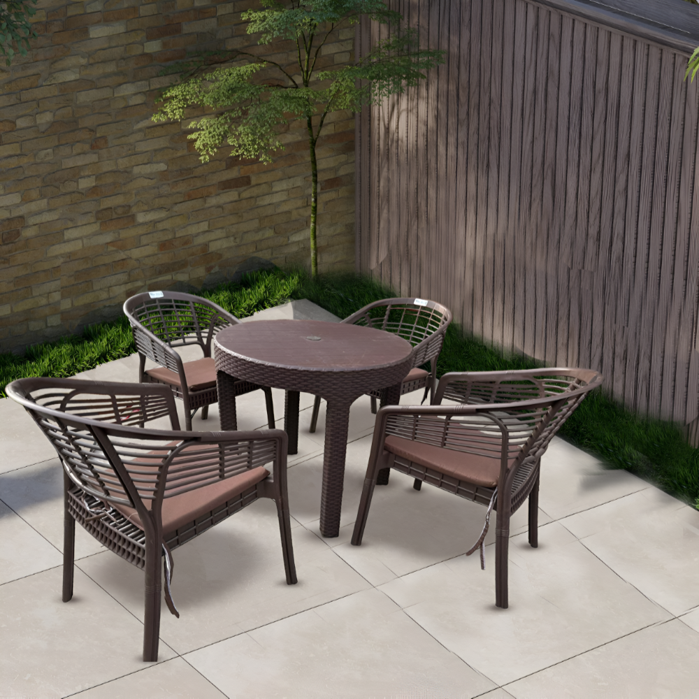 Wicker 5 Pieces Garden Dining Set 