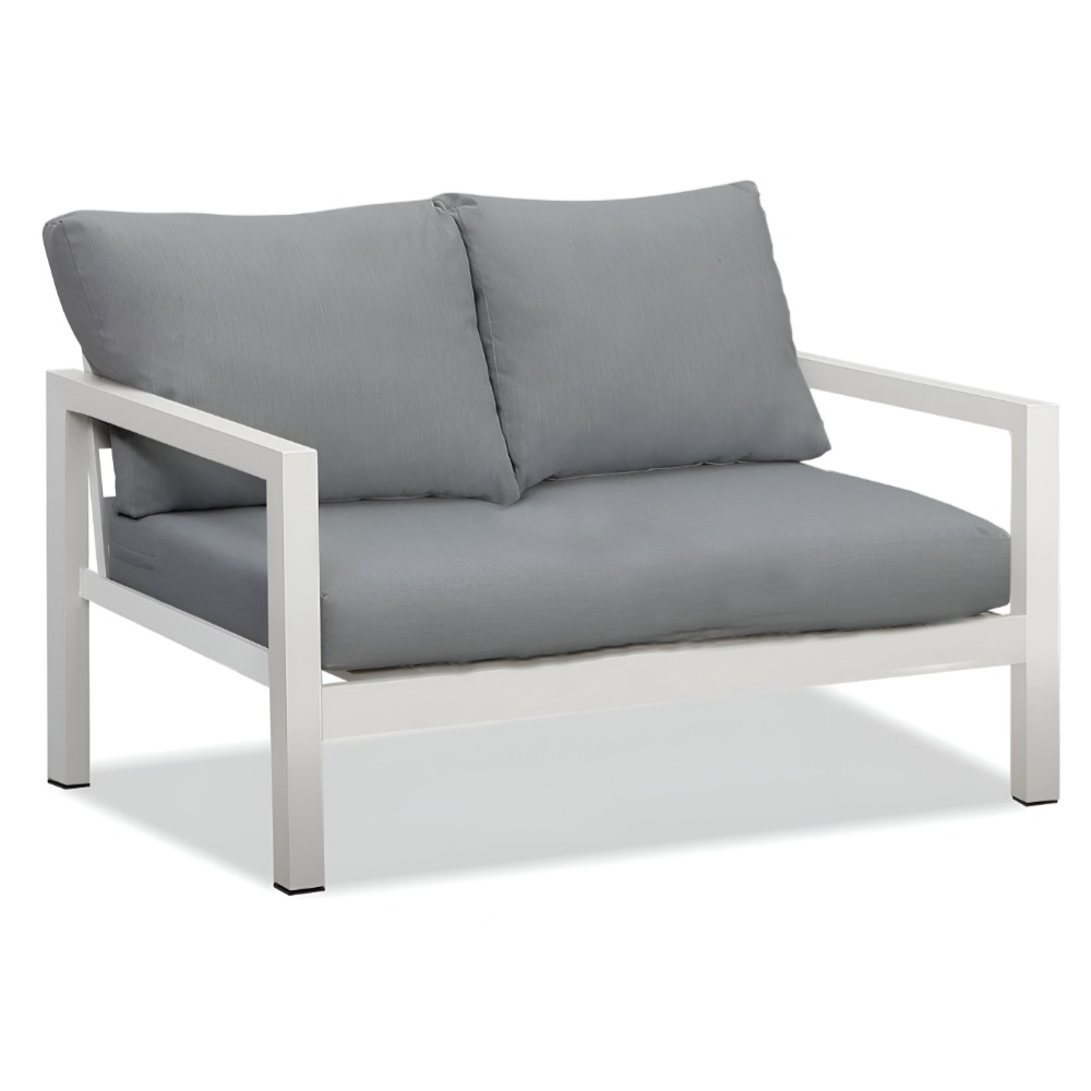 4 Seater White Aluminium Sofa Lounge Set – Grey Cushion - (5 pieces ) 