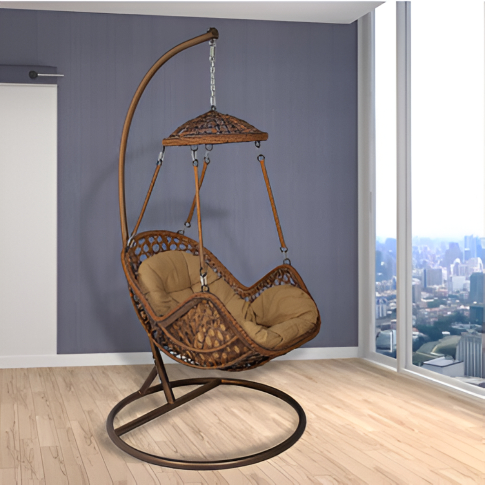 Wicker Swing Chair with Cushion