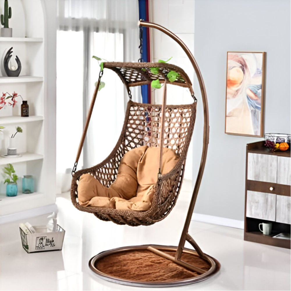 Wicker Comfortable Drop Hanging Chair with Cushion