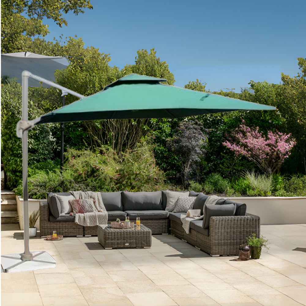 Garden Parasol Set Cantilever Umbrella with Stone 3x3M