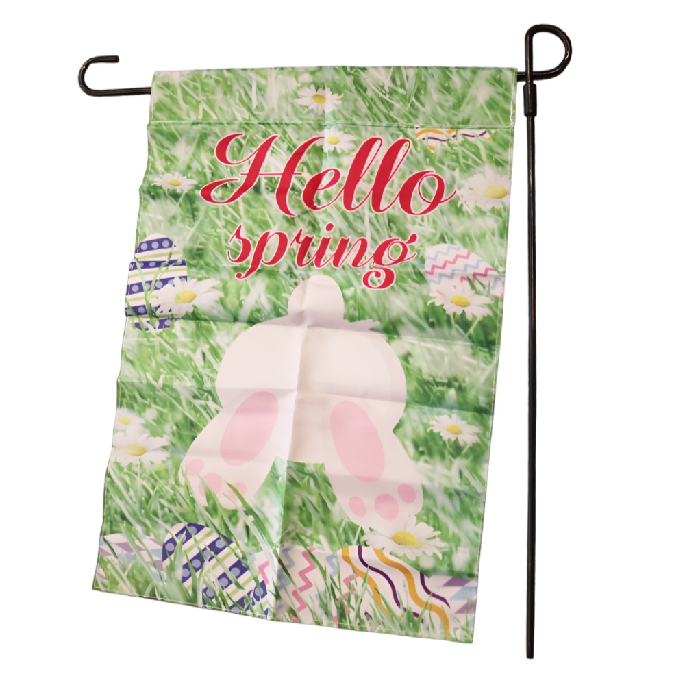 Garden Flag with Iron Stake - Hello Spring  