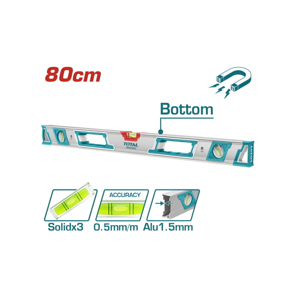 Total Spirit level with powerful magnets 80cm