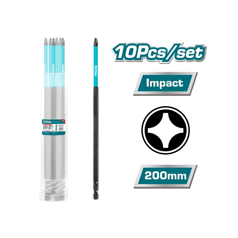 Total Impact screwdriver bit PH2 200mm 10pcs