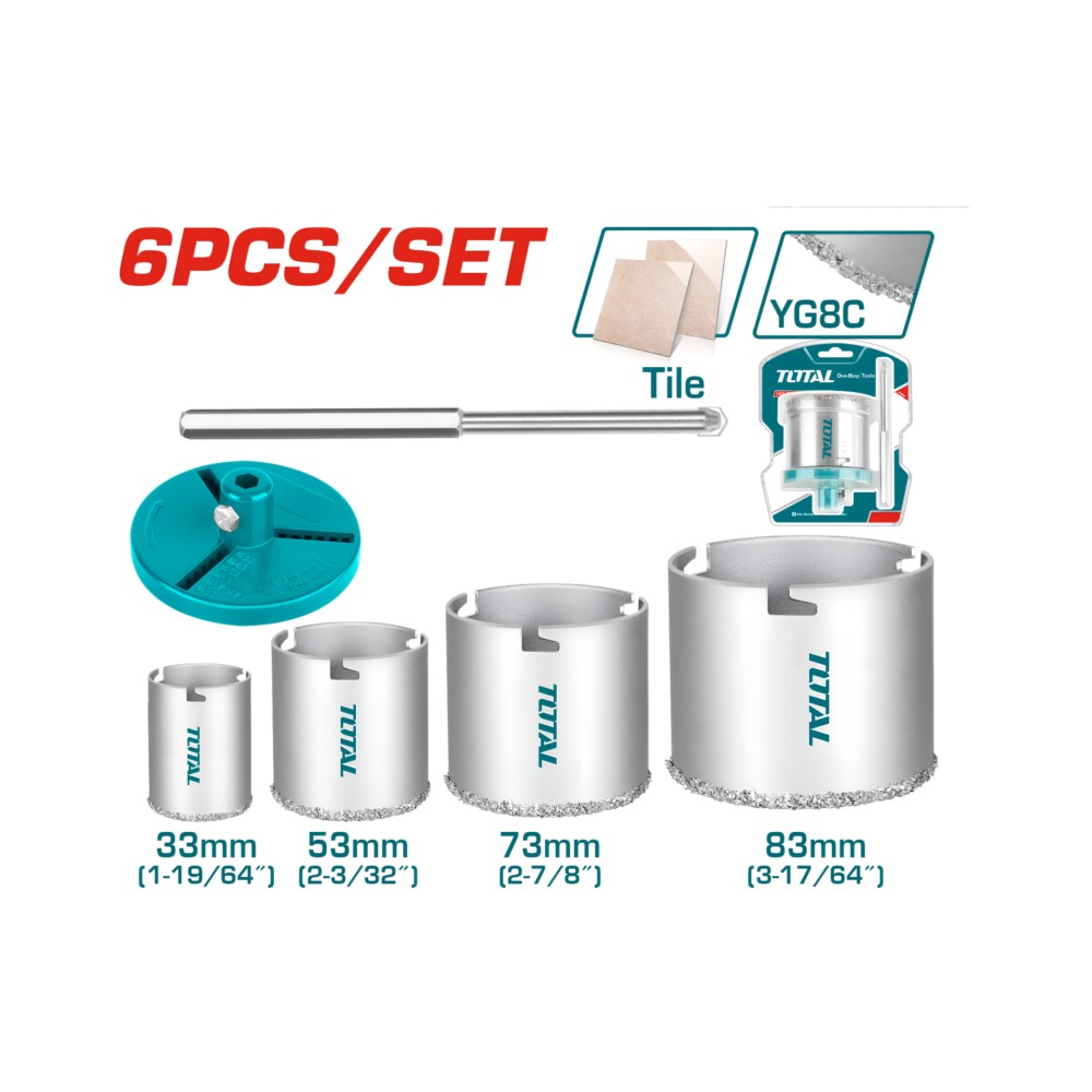 Total Carbide Gritted Hole Saw Set