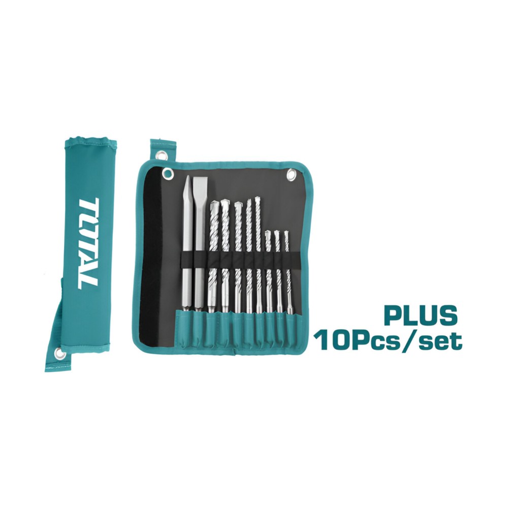 Total Hammer Drill Bits and Chisels Set 10PCS